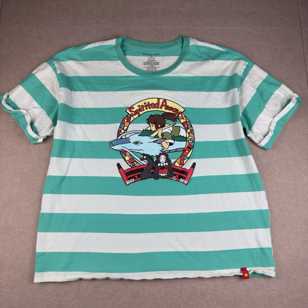Spirited Away Her Universe XL Green White‎ Stripe T-Shirt Studio Ghibli Chihiro